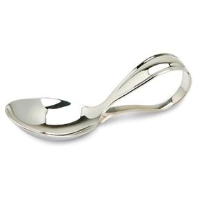 Krysaliis Sterling Silver Bent Curved Baby Feeding Spoon - Premium Quality Food Grade Standard .925 Solid Sterling Silver Spoon - Engravable Gift For Baby with a Beautiful Gift Box in Saudi Arabia