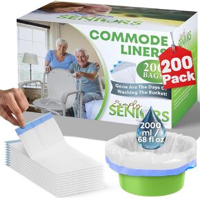 Commode Liners - 100 Strong Portable Toilet Bags - Easy To Use Bedside Commode Liners Disposable - Toilet Liners That Support Dignity of Seniors & Disabled - No More Buckets to Wash - NO Absorbent Pad in Saudi Arabia