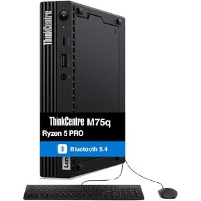 سطح المكتب الصغير Lenovo ThinkCentre M75q Business (AMD Ryzen 5 PRO 5650GE، AMD Radeon، 16GB DDR4، 512GB PCIe SSD، WiFi 6، Bluetooth 5.4، 65W PSU، RJ-45، 1 منفذ عرض، HDMI، Win 11 Home) (متجدد) in Kuwait