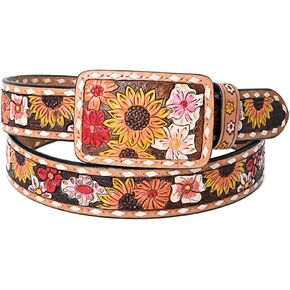 American Darling Beautifully Hand Tooled Brown Genuine American Leather Belt Men and Women Western Belt with Removable Buckle in Saudi Arabia