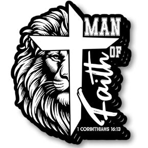 (3Pcs) Man of Faith Sticker Christian Strength Vinyl Decal Waterproof for Trucks Laptops & Gym Bottles Laptop Tumbler Book Kindle - Religious Gift for Men & Dads 3 Inch in Kuwait
