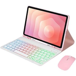 حافظة مع لوحة مفاتيح بإضاءة خلفية بألوان قوس قزح لجهاز Samsung Galaxy Tab S11 SM-X730 SM-X736B مقاس 11 بوصة، لوحة مفاتيح لاسلكية BT قابلة للفصل، باللغة الإنجليزية، حافظة مع حامل قلم، حامل (أخضر) in Kuwait