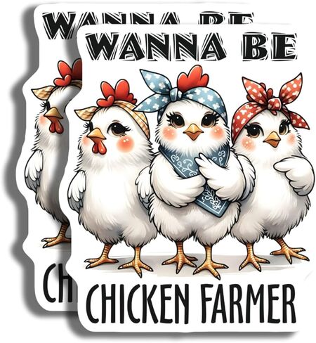 Wanna Be Chicken Farmer Sticker - Cute Chicken Stickers - Funny Farm Animal Decal - Laptop Water Bottle Sticker - Gift for Chicken Lovers - 5" Vinyl Sticker - Durable Design for C AAS1128 in Kuwait