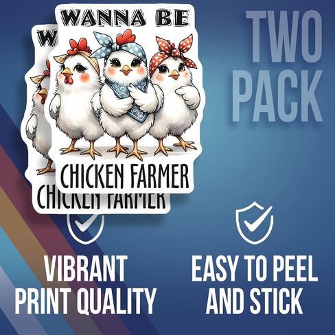 Wanna Be Chicken Farmer Sticker - Cute Chicken Stickers - Funny Farm Animal Decal - Laptop Water Bottle Sticker - Gift for Chicken Lovers - 5" Vinyl Sticker - Durable Design for C AAS1128 in Kuwait