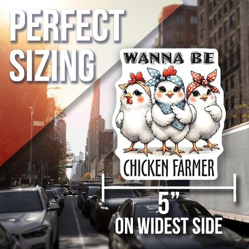 Wanna Be Chicken Farmer Sticker - Cute Chicken Stickers - Funny Farm Animal Decal - Laptop Water Bottle Sticker - Gift for Chicken Lovers - 5" Vinyl Sticker - Durable Design for C AAS1128 in Kuwait