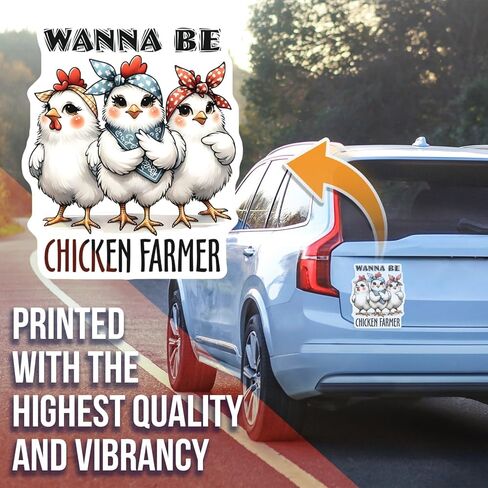 Wanna Be Chicken Farmer Sticker - Cute Chicken Stickers - Funny Farm Animal Decal - Laptop Water Bottle Sticker - Gift for Chicken Lovers - 5" Vinyl Sticker - Durable Design for C AAS1128 in Kuwait