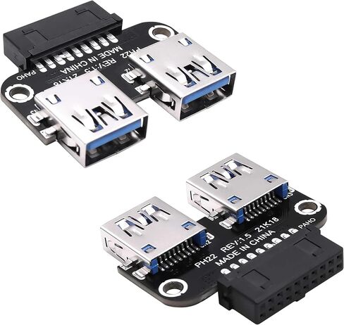 USB 3.0 Front Panel Header Splitter Motherboard 19/20 Pin Male to Dual USB 3.0 A Female Header Adapter Converter Connector for Mainboard Port Expansion -2pcs in Kuwait