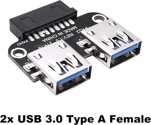 USB 3.0 Front Panel Header Splitter Motherboard 19/20 Pin Male to Dual USB 3.0 A Female Header Adapter Converter Connector for Mainboard Port Expansion -2pcs in Kuwait