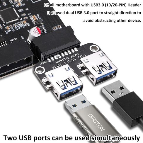USB 3.0 Front Panel Header Splitter Motherboard 19/20 Pin Male to Dual USB 3.0 A Female Header Adapter Converter Connector for Mainboard Port Expansion -2pcs in Kuwait