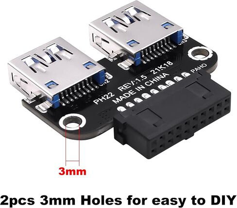 USB 3.0 Front Panel Header Splitter Motherboard 19/20 Pin Male to Dual USB 3.0 A Female Header Adapter Converter Connector for Mainboard Port Expansion -2pcs in Kuwait