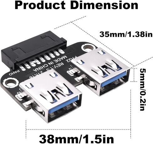 USB 3.0 Front Panel Header Splitter Motherboard 19/20 Pin Male to Dual USB 3.0 A Female Header Adapter Converter Connector for Mainboard Port Expansion -2pcs in Kuwait