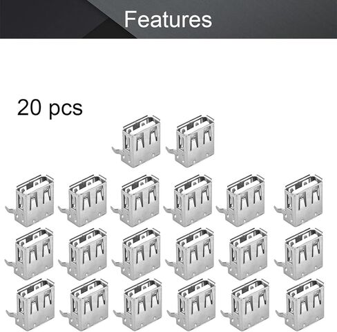 20Pcs PCB USB Connector Type A Female Jack 4 Pin Bend Foot 90 Degree Without Back Cover,WuJuntool in Kuwait