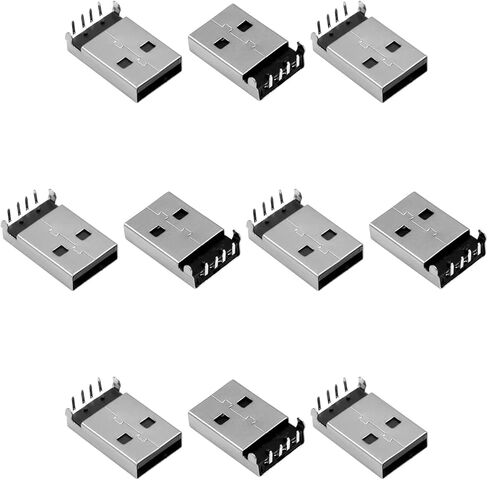 PCB USB موصل USB-AM 2.0 ذكر جاك 4 دبوس 90 درجة 20 قطعة، WuJuntool in Kuwait