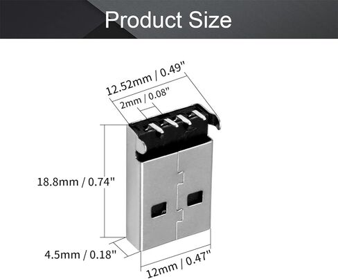 PCB USB موصل USB-AM 2.0 ذكر جاك 4 دبوس 90 درجة 20 قطعة، WuJuntool in Kuwait