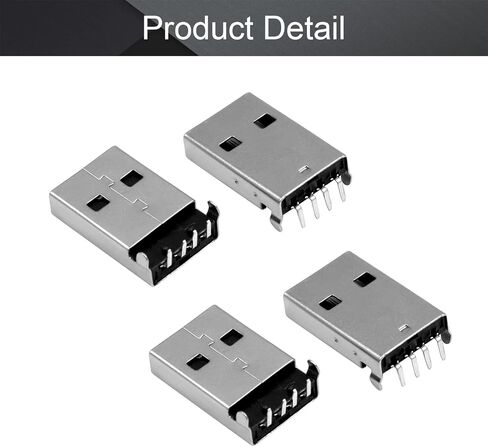 PCB USB موصل USB-AM 2.0 ذكر جاك 4 دبوس 90 درجة 20 قطعة، WuJuntool in Kuwait