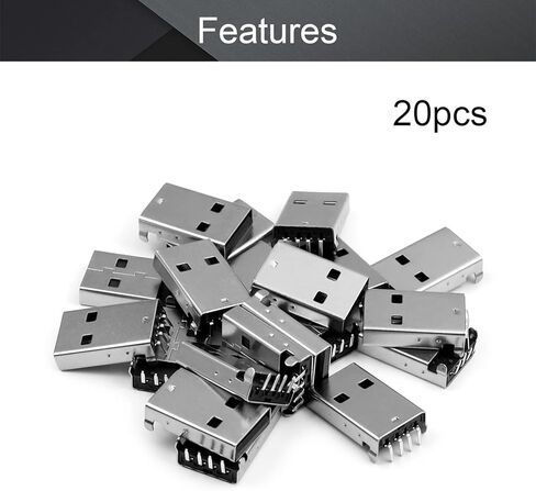 PCB USB موصل USB-AM 2.0 ذكر جاك 4 دبوس 90 درجة 20 قطعة، WuJuntool in Kuwait