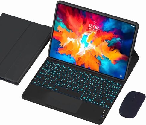 حافظة لوحة مفاتيح لجهاز Lenovo Tab Pro 12.7 (2025) TB373FU / P12 Pro 12.7 TB371FC (2023)، 7 ألوان خلفية، لوحة تتبع ذكية، لوحة مفاتيح لاسلكية مغناطيسية قابلة للفصل، أسود 1 in Kuwait