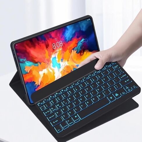 حافظة لوحة مفاتيح لجهاز Lenovo Tab Pro 12.7 (2025) TB373FU / P12 Pro 12.7 TB371FC (2023)، 7 ألوان خلفية، لوحة تتبع ذكية، لوحة مفاتيح لاسلكية مغناطيسية قابلة للفصل، أسود 1 in Kuwait