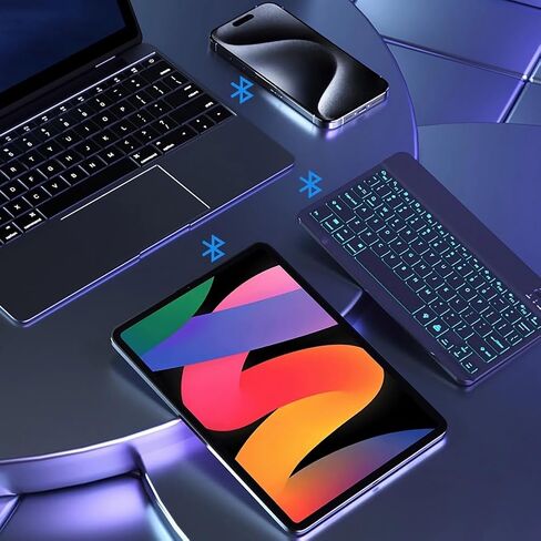 حافظة لوحة مفاتيح لجهاز Lenovo Tab Pro 12.7 (2025) TB373FU / P12 Pro 12.7 TB371FC (2023)، 7 ألوان خلفية، لوحة تتبع ذكية، لوحة مفاتيح لاسلكية مغناطيسية قابلة للفصل، أسود 1 in Kuwait