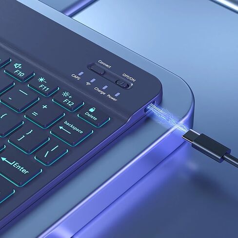 حافظة لوحة مفاتيح لجهاز Lenovo Tab Pro 12.7 (2025) TB373FU / P12 Pro 12.7 TB371FC (2023)، 7 ألوان خلفية، لوحة تتبع ذكية، لوحة مفاتيح لاسلكية مغناطيسية قابلة للفصل، أسود 1 in Kuwait