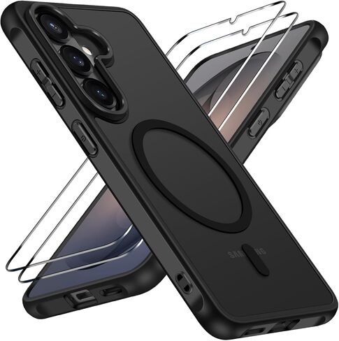 ivoler 3-in-1 Magnetic Case for Samsung Galaxy S26 5G 6.3'' with 2 Pack Screen Protector, [MagSafe Compatible] [Military Grade Drop Protection] Slim Translucent Shockproof Phone Cover- Black in Kuwait