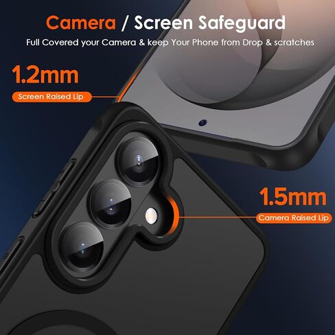 ivoler 3-in-1 Magnetic Case for Samsung Galaxy S26 5G 6.3'' with 2 Pack Screen Protector, [MagSafe Compatible] [Military Grade Drop Protection] Slim Translucent Shockproof Phone Cover- Black in Kuwait