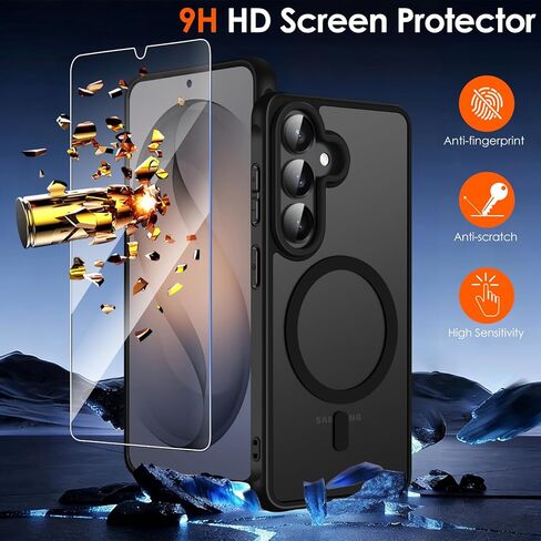 ivoler 3-in-1 Magnetic Case for Samsung Galaxy S26 5G 6.3'' with 2 Pack Screen Protector, [MagSafe Compatible] [Military Grade Drop Protection] Slim Translucent Shockproof Phone Cover- Black in Kuwait
