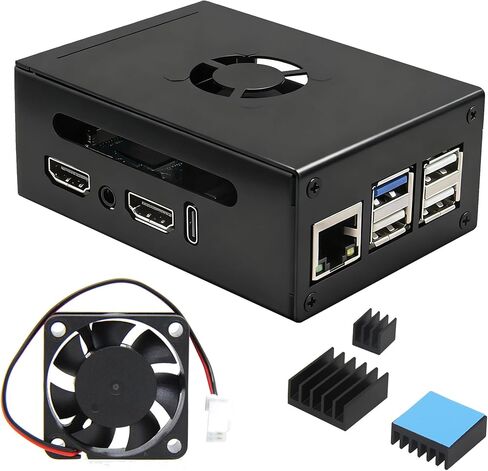 حافظة Orange Pi 5 Pro المعدنية N515 مع مروحة تبريد ومبددات حرارة + مصدر طاقة PD 27W 5.1V 5A USB-C لـ Orange Pi 5 Pro/Max/Ultra in Kuwait