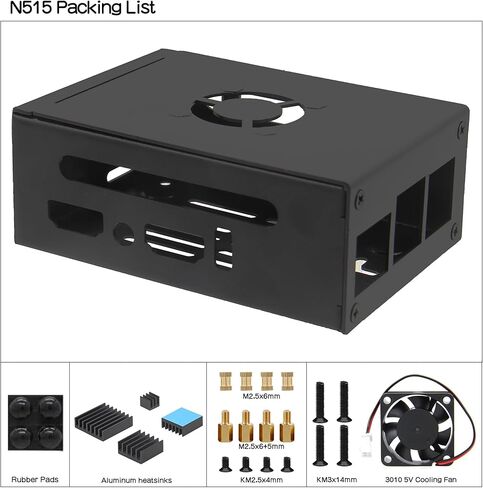 حافظة Orange Pi 5 Pro المعدنية N515 مع مروحة تبريد ومبددات حرارة + مصدر طاقة PD 27W 5.1V 5A USB-C لـ Orange Pi 5 Pro/Max/Ultra in Kuwait