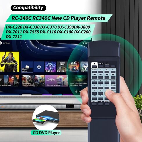 RC-340C RC340C جديد استبدال جهاز التحكم عن بعد مناسب لمشغل الأقراص المضغوطة Onkyo DX-C220 DX-C330 DX-C370 DX-C390DX-3800 DX-7011 DX-7555 DX-C110 DX-C100 DX-C200 DX-7211 in Kuwait