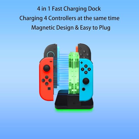4 in 1 Charging Dock Compatible with Nintendo Switch 2/Switch 1 for Joy Con & JoyCons 2 Magnetic Fast Controller Charger Dock Station with RGB Light in Kuwait