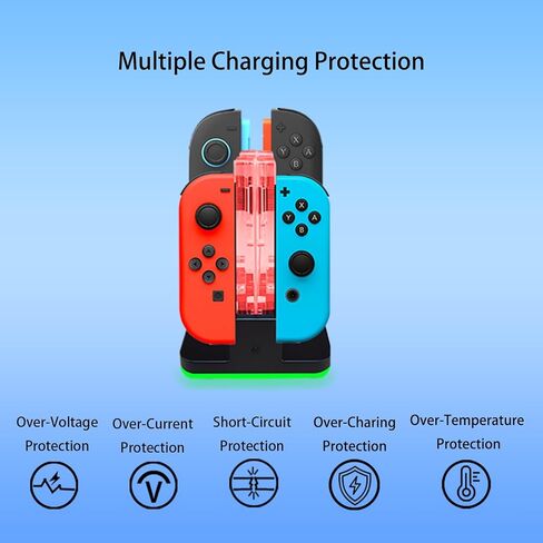 4 in 1 Charging Dock Compatible with Nintendo Switch 2/Switch 1 for Joy Con & JoyCons 2 Magnetic Fast Controller Charger Dock Station with RGB Light in Kuwait