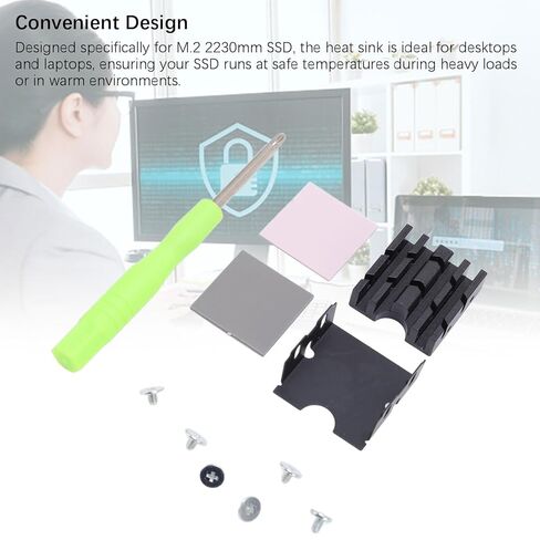 مبرد Yosoo Health Gear Heatsink مزدوج الجوانب، M.2 2230 SSD للكمبيوتر الشخصي NVMe، حوض حرارة نحاسي مع وسادة سيليكون حرارية، متوافق مع Rog Ally، Rocket 2230. in Kuwait