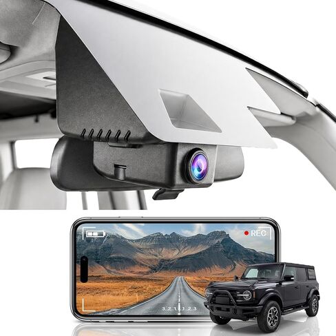 كاميرا داش 4K لسيارة Ford Bronco 2021 2022 2023 2024 (غير مناسبة لسيارة Ford Bronco Sport)، سهلة التركيب، واي فاي وتطبيق، تسجيل حلقة، مستشعر G، بطاقة 64 جيجابايت in Kuwait