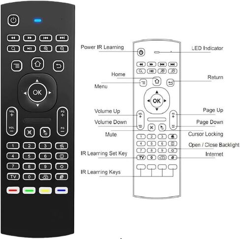 MX3 2.4G Air Remote Mouse Multifunctional with 7 Color Backlit Remote Control, Mini Wireless Keyboard & Infrared Remote Control Learning for Android TV Box, Projector, PC, MAC,PS3,Pad,Xbox in Kuwait