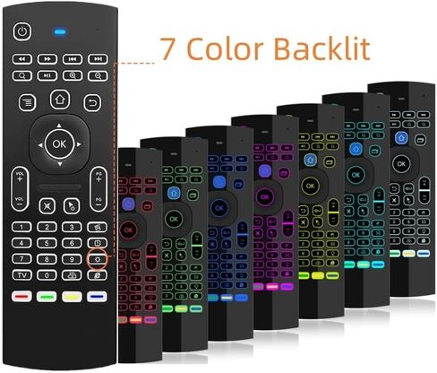 MX3 2.4G Air Remote Mouse Multifunctional with 7 Color Backlit Remote Control, Mini Wireless Keyboard & Infrared Remote Control Learning for Android TV Box, Projector, PC, MAC,PS3,Pad,Xbox in Kuwait