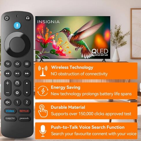 بديل لجميع أجهزة التحكم عن بعد من سلسلة Fire - متوافق مع TV Stick (HD، 4K، 4K Max، Lite)، أجهزة التلفاز الذكية Toshiba، Insignia، Pioneer، Omni، TCL، TV Cube، مع التحكم الصوتي. in Kuwait