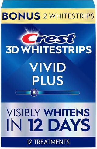 Crest 3D Whitestrips, Vivid Plus, Teeth Whitening Strip Kit, 24 Count (Pack of 1) in Kuwait
