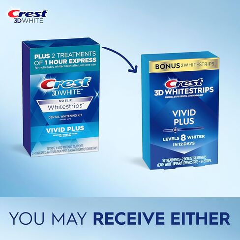 Crest 3D Whitestrips, Vivid Plus, Teeth Whitening Strip Kit, 24 Count (Pack of 1) in Kuwait