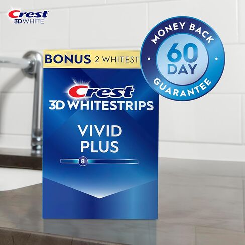 Crest 3D Whitestrips, Vivid Plus, Teeth Whitening Strip Kit, 24 Count (Pack of 1) in Kuwait