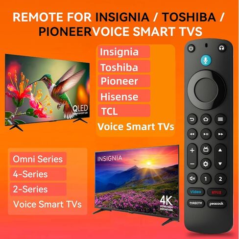 بديل لجميع أجهزة التحكم عن بعد من سلسلة Fire - متوافق مع TV Stick (HD، 4K، 4K Max، Lite)، أجهزة التلفاز الذكية Toshiba، Insignia، Pioneer، Omni، TCL، TV Cube، مع التحكم الصوتي. in Kuwait