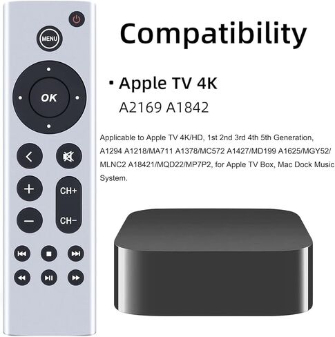 Replacement for Apple TV Remote,Remote Control for Apple 4K/ Gen 1 2 3 4/ HD,A2169 A1842 A1625 A1427 A1469 A1378 A1218 in Kuwait