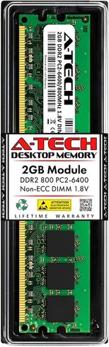 بديل ذاكرة الوصول العشوائي A-Tech سعة 2 جيجابايت لجهاز Dell SNPYG410C/2G، A4062633، YG410، 0YG410 | DDR2 800MHz PC2-6400 Non-ECC DIMM Desktop Tower PC وحدة ذاكرة واحدة in Kuwait