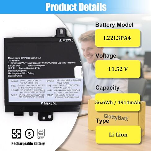 استبدال بطارية L22M3PA4 L22L3PA4 لجهاز Lenovo IdeaPad Slim 5 14ABR8 14IAH8 14IRL8 16ABR8 16IAH8 16IRL8 سلسلة بطارية الكمبيوتر المحمول L22B3PA4 L22C3PA4 SB11K39354 SB11N45411 56.6Wh in Kuwait