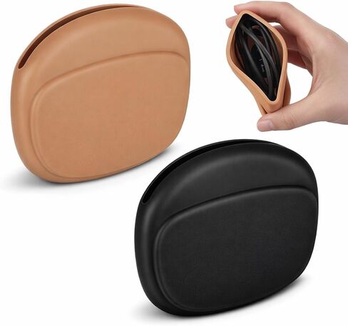 2 Pcs Wired Earbuds Case, Silicone Wired Headphone Case, Soft Pouch Earphone Data Cable Storage Cases for Earbuds Headphone Earphone Keys Organizer (Black, Brown) in Kuwait