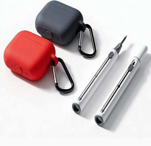 حافظة مكونة من عبوتين لجهاز AirPods Pro 3، غطاء حماية من السيليكون الناعم لجهاز AirPods Pro الجيل الثالث مع سلسلة مفاتيح، طقم تنظيف، يدعم الشحن اللاسلكي، مقاوم للصدمات (أسود + برتقالي) in Kuwait