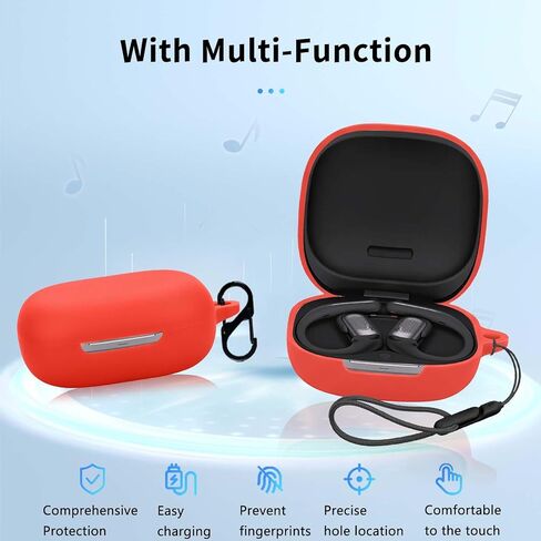 غطاء حافظة NOUKAJU for Shokz OpenFit Pro، غطاء واقي لسماعات الأذن (مع حلقة تسلق + حبل قصير + قلم تنظيف) مقاوم للسقوط، مقاوم للخدش، مقاوم للصدمات، جراب لجهاز Shokz OpenFit Pro (أحمر) in Kuwait