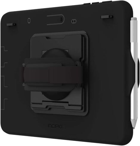 حافظة Incipio Capture متينة لجهاز Microsoft Surface Go 2 / Go - حافظة قوية للغاية معتمدة من Microsoft [حزام اليد؛ وظيفة الحامل؛ حامل القلم السطحي] - MRSF-125-BLK in Kuwait