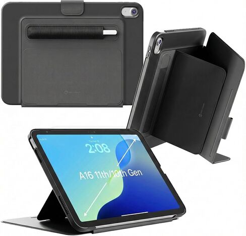 Proper iPad Case 10th & 11th Generation (A16) with Dual Pencil Holder - Secure Pouch + Magnetic Side - 10.9 Inch Folio Cover, Multi-Angle Portrait Stand & Fridge Mount in Kuwait