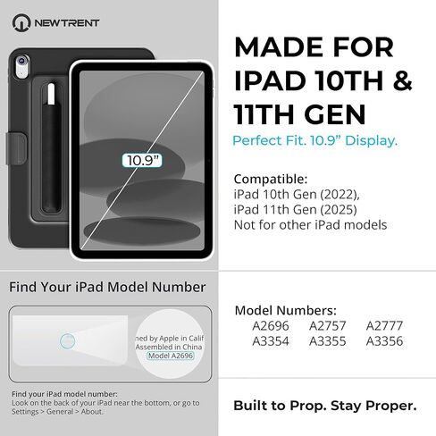 Proper iPad Case 10th & 11th Generation (A16) with Dual Pencil Holder - Secure Pouch + Magnetic Side - 10.9 Inch Folio Cover, Multi-Angle Portrait Stand & Fridge Mount in Kuwait